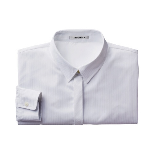 シャドーストライプ長袖ブラウスホワイト９号