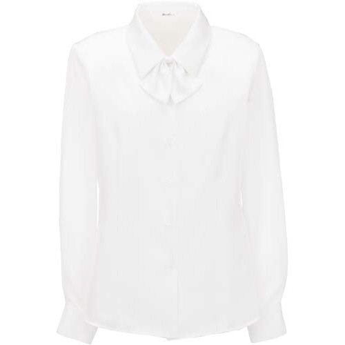 長袖ブラウス　共地リボン付　ホワイト　９号