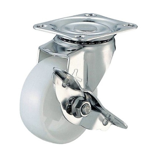 Ｓ型オールステンレス自在ＳＰ付ナイロン車５０ｍｍ