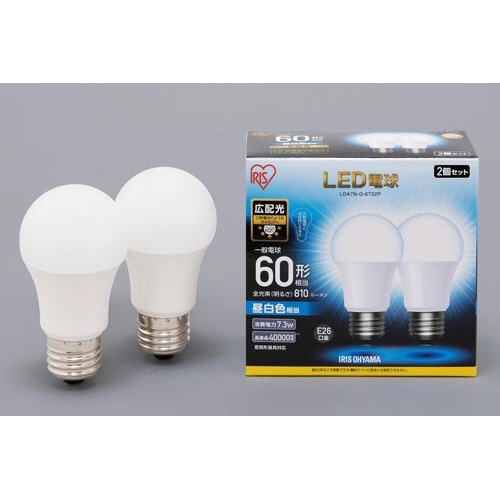 ＬＥＤ　Ｅ２６　広配光６０形　昼白色　２個入