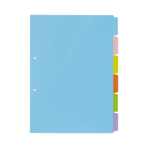 ＰＰ製カラー仕切カード　Ａ４縦２穴　６山　１０組