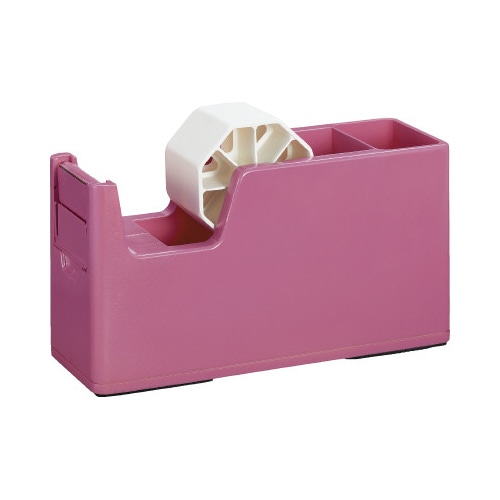机ではかどる収納付き梱包用テープカッターピンク×３
