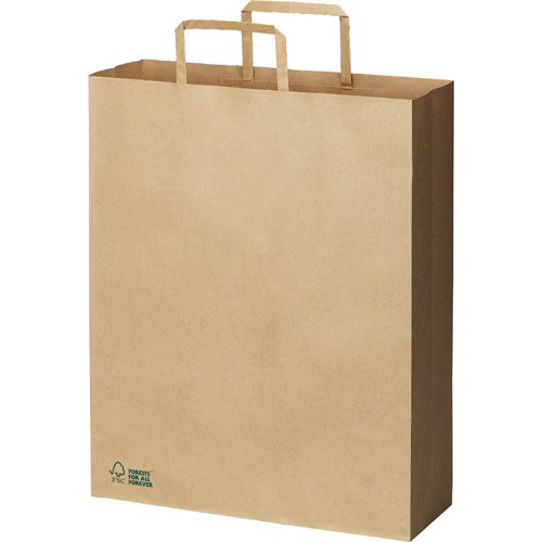 ＦＳＣ（Ｒ）認証　平紐手提げ袋　茶　Ｌ　５０枚×３