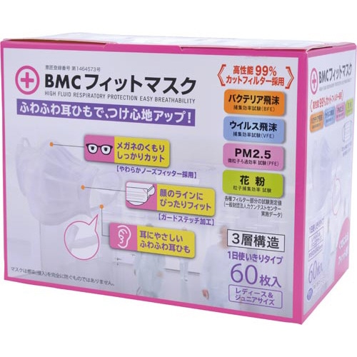 ＢＭＣフィットマスク　レディース＆ジュニア　６０枚