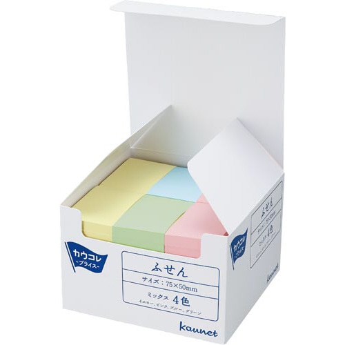 ふせん徳用パック　７５×５０　４色　１８０冊