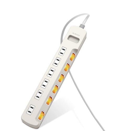 電源タップ　６個口　３ｍ　雷ガード　ホワイト