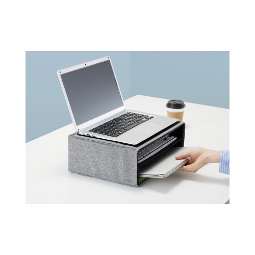 机上台にもなるミーティングバッグ　グレー