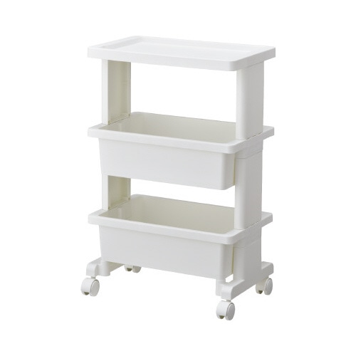 リセスタイル　テーブルワゴン３段ミニホワイト