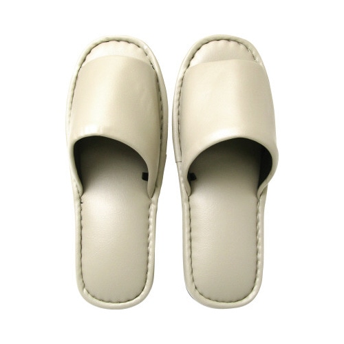 フェイクレザースリッパ　Ｌ　ベージュ