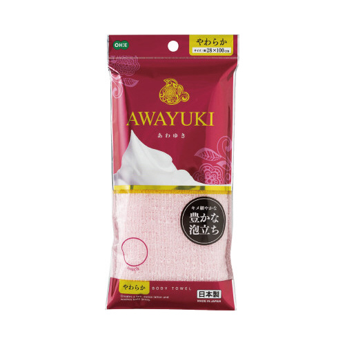 あわゆきナイロンタオル　やわらか　ピンク