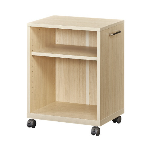 木製デスク下ワゴン　天板付　ナチュラル