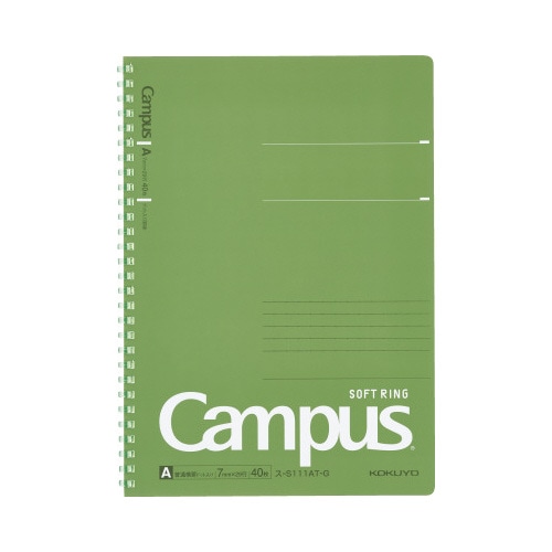 キャンパスソフトリングドット罫４０枚Ｂ５　緑　５冊