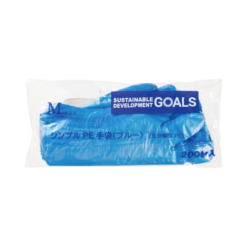 シンプルＰＥ手袋ブルー　Ｍ　×２０