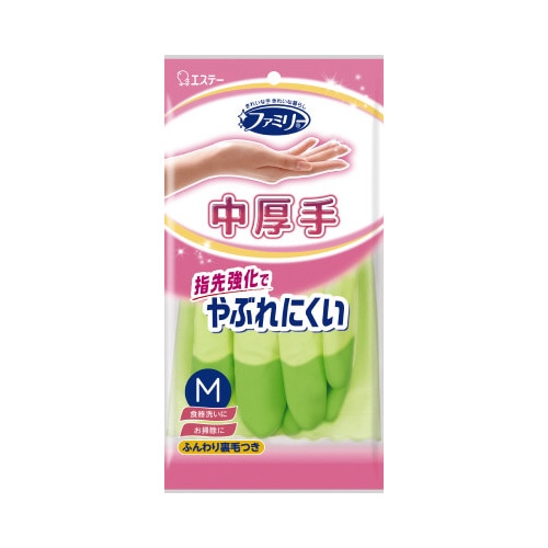 ファミリービニール中厚手指先強化　Ｍグリーン×１０
