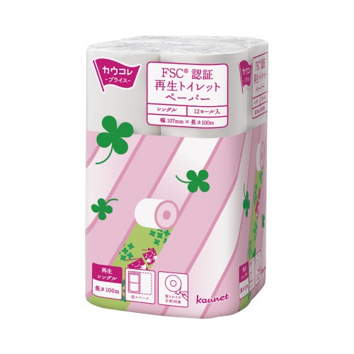 ＦＳＣ再生トイレットペーパー　Ｓ１００ｍ　１－４梱