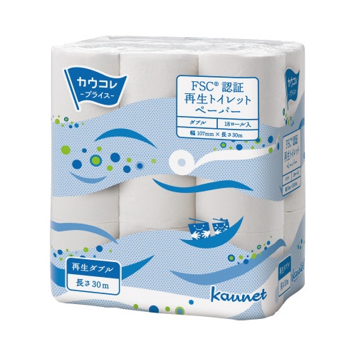 ＦＳＣ再生トイレットペーパー　Ｗ３０ｍ　１－４梱