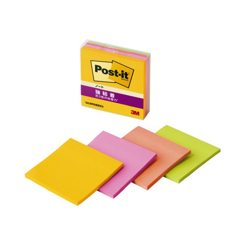 強粘着ノートマルチカラー６　７５×７５　４冊