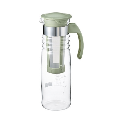 かご網付き水出し茶ポットグリーン　１２００ｍｌ