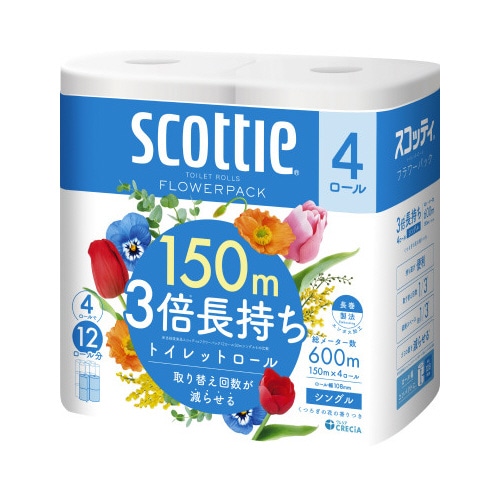 スコッティ　フラワー　３倍長持ち４ロール　シングル