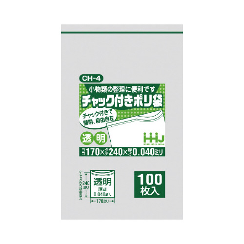 チャック袋　ＣＨ－４　透明　１００枚×４０