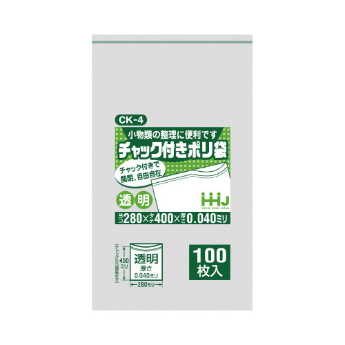 チャック袋　ＣＫ－４　透明　１００枚×１５