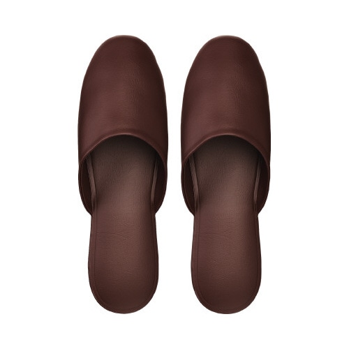 レザー調スリッパ　ダークブラウン　１０足