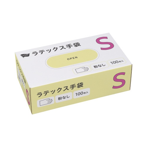 ラテックス手袋　粉無　Ｓサイズ　１００枚