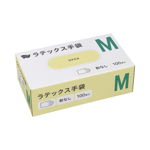 ラテックス手袋　粉無　Ｍサイズ　１００枚