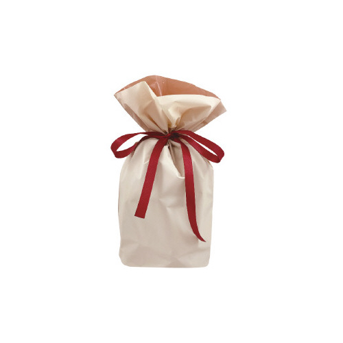 梨地ポリ巾着袋（底マチ付）　ベージュ　Ｍ　２０枚