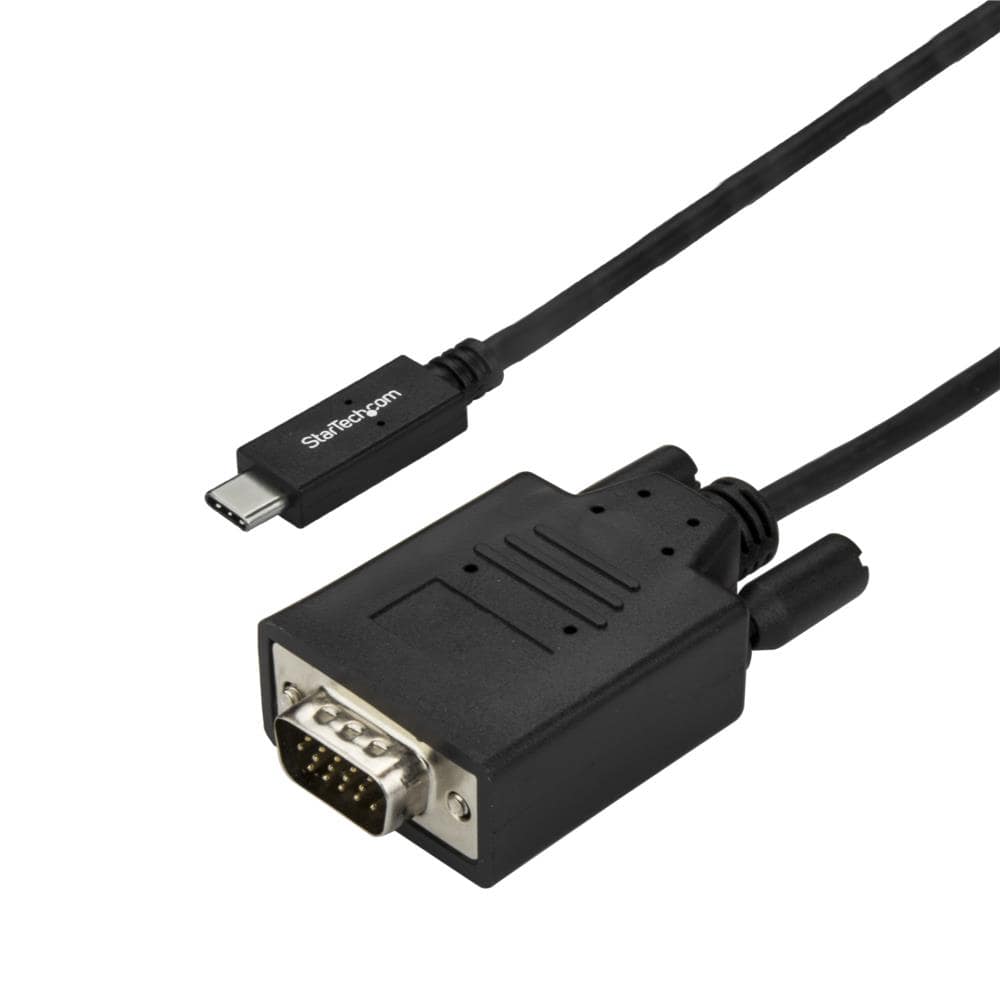 USB-C - VGA変換アダプタケーブル　2m　1920x1200対応　入力:USB Type-C(オス) - 出力:アナログRGB/D-Sub15ピン(オス)　保証期間： 3年間