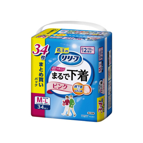 リリーフ　パンツまるで下着２回分ピンクＭ３４枚×２