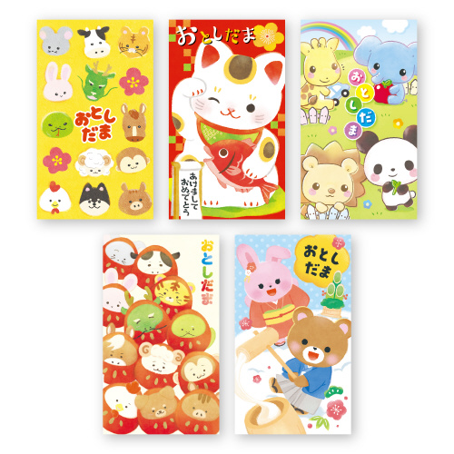 絵入ポチ袋　五型５点バラエティＡ　５０冊入