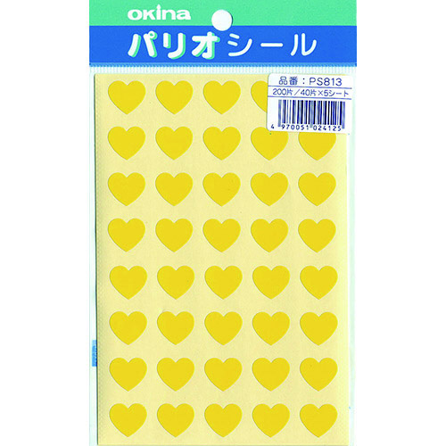 パリオシール　８１３　ハートシール　黄Ｘ５