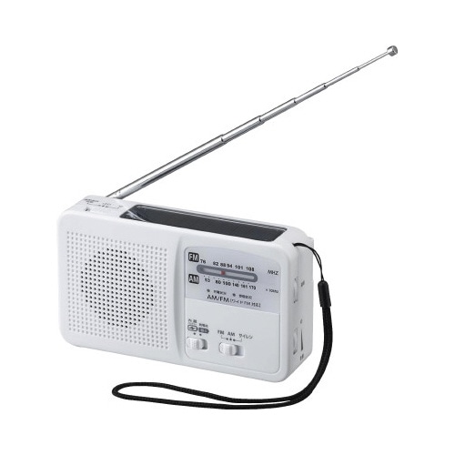 手回し充電ラジオ　ライト付　ホワイト