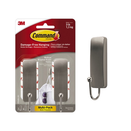 コマンドフック　ニッケルサテンＭサイズ２個パック