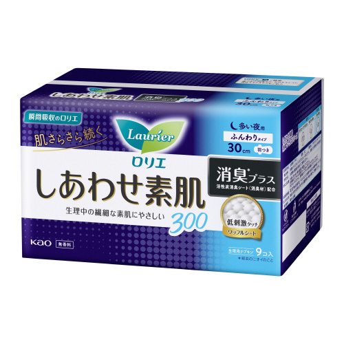 ロリエしあわせ素肌消臭夜用３０ｃｍ羽つき９個×６