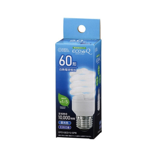 電球形蛍光灯　スパイラル形　Ｅ２６　６０形　昼光色