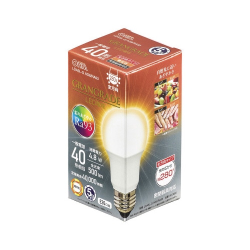 ＬＥＤ電球　Ｅ２６　４０形相当　電球色　高演色