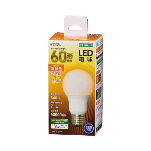 ＬＥＤ電球　Ｅ２６　６０形相当　電球色