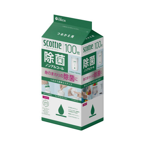 スコッティ　ウェット　除菌ノンアル　詰替　１００枚