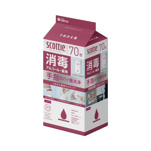 スコッティ　ウェット　消毒アル　詰替　７０枚×２４
