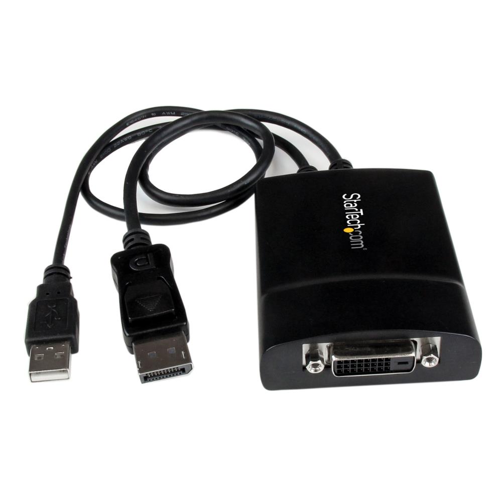 DisplayPort－DVI デュアルリンク アクティブ変換アダプタ ディスプレイポート/DP オス－DVI-D メス (19ピン) 2560x1600 ブラック USBバスパワー駆動　保証期間： 3年間