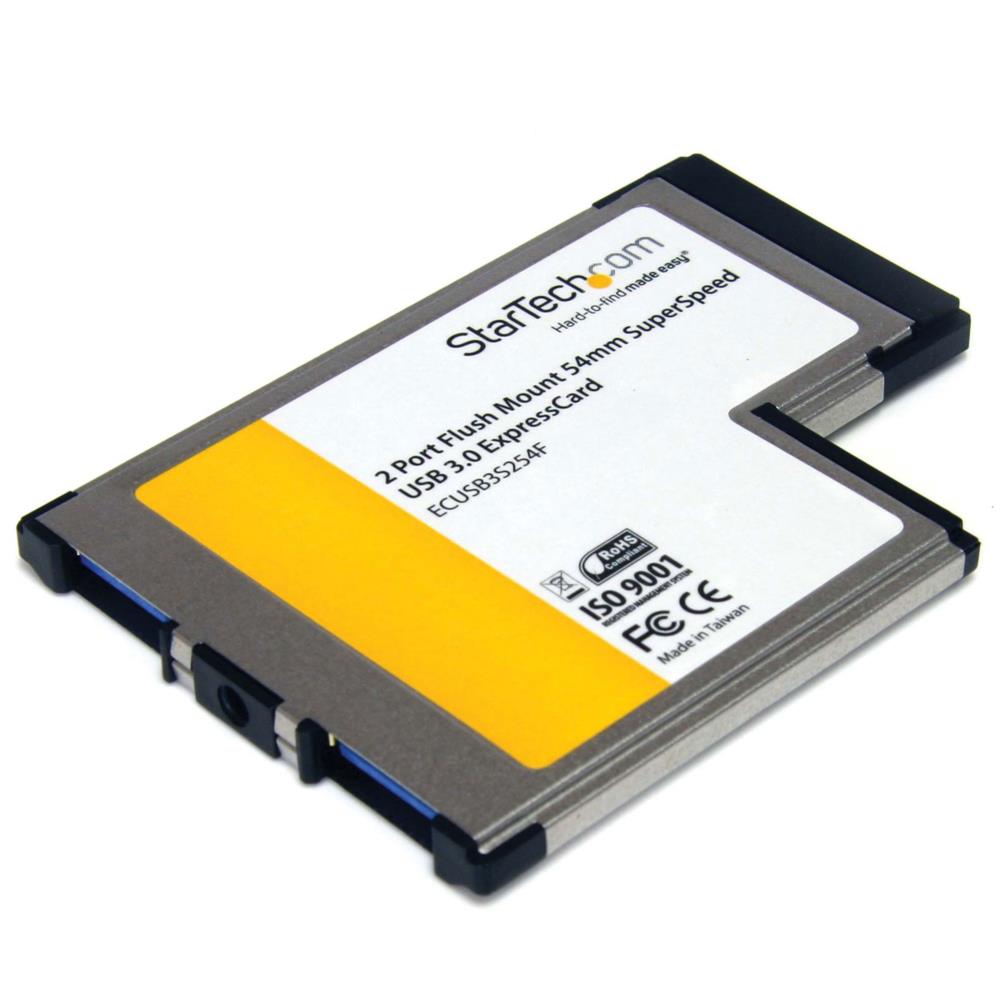 2ポート SuperSpeed USB 3.0増設用ExpressCard/54 アダプタカード (UASP対応) 　ExpressCard (54mm) 2x USB 3.0 A メス インターフェースカード　保証期間： 2年間