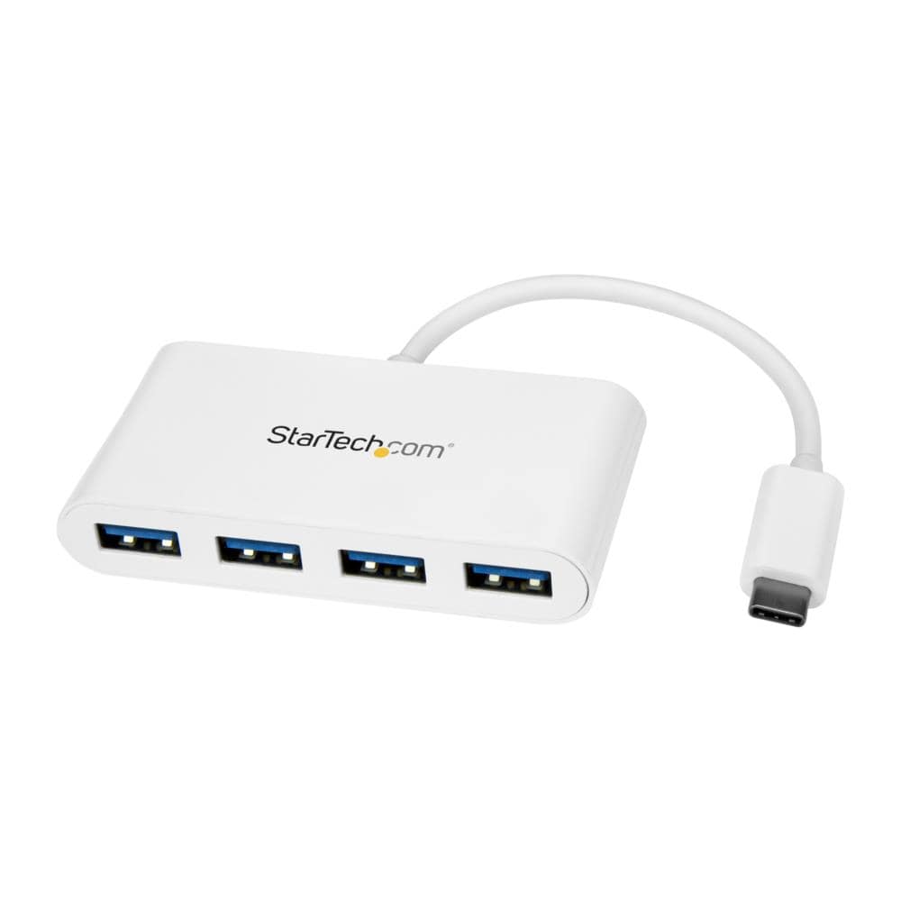 USB-C接続4ポートUSB 3.0ハブ USB Type-C - 4x USB-A USBバスパワー対応 ホワイト　保証期間： 2年間