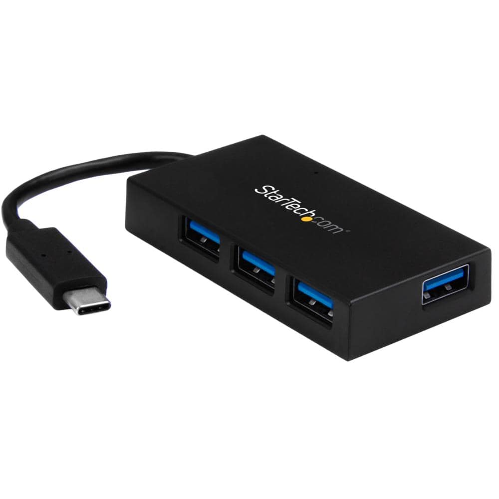 4ポート増設USB 3.0ハブ USB Type-C接続 USB-C - 4x USB-A USB急速充電対応 セルフパワー対応ACアダプタ付属　保証期間： 2年間