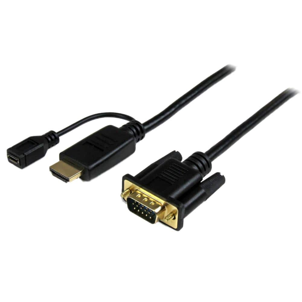 HDMI - VGAアクティブ変換ケーブルアダプタ　91cm　1920x1200/1080p　HDMI(オス) - アナログRGB/D-Sub15ピン(オス)　保証期間： 3年間