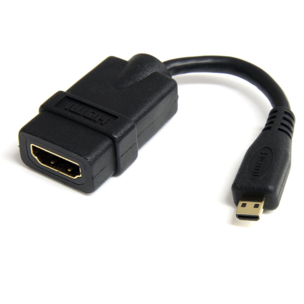 10cm ハイスピードHDMI変換ケーブル/変換アダプタ　HDMI タイプA メス－マイクロ/Micro HDMI タイプD オス　ブラック　保証期間： 永久保証