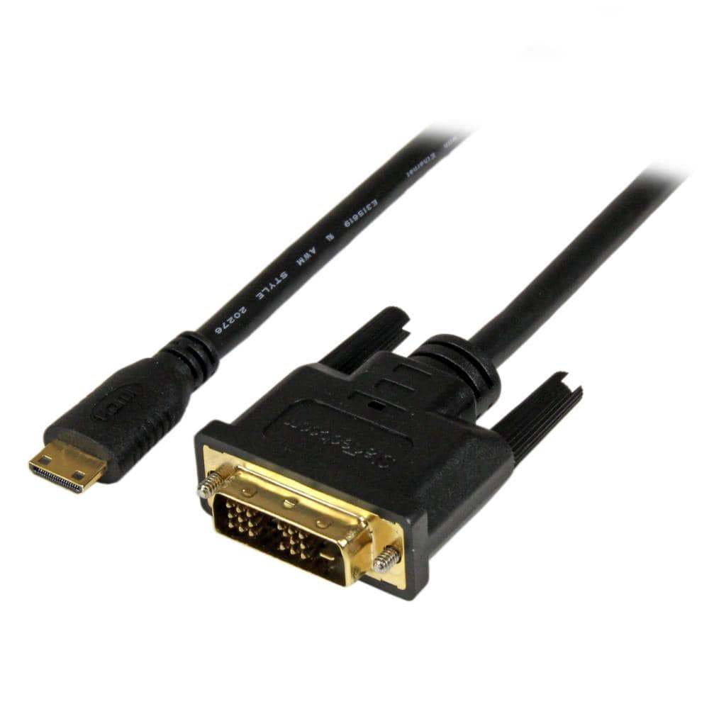 Mini HDMI - DVI-D変換ケーブル　1m　ミニHDMI(19ピン) オス- DVI-D(19ピン) オス　1920x1200　保証期間： 永久保証