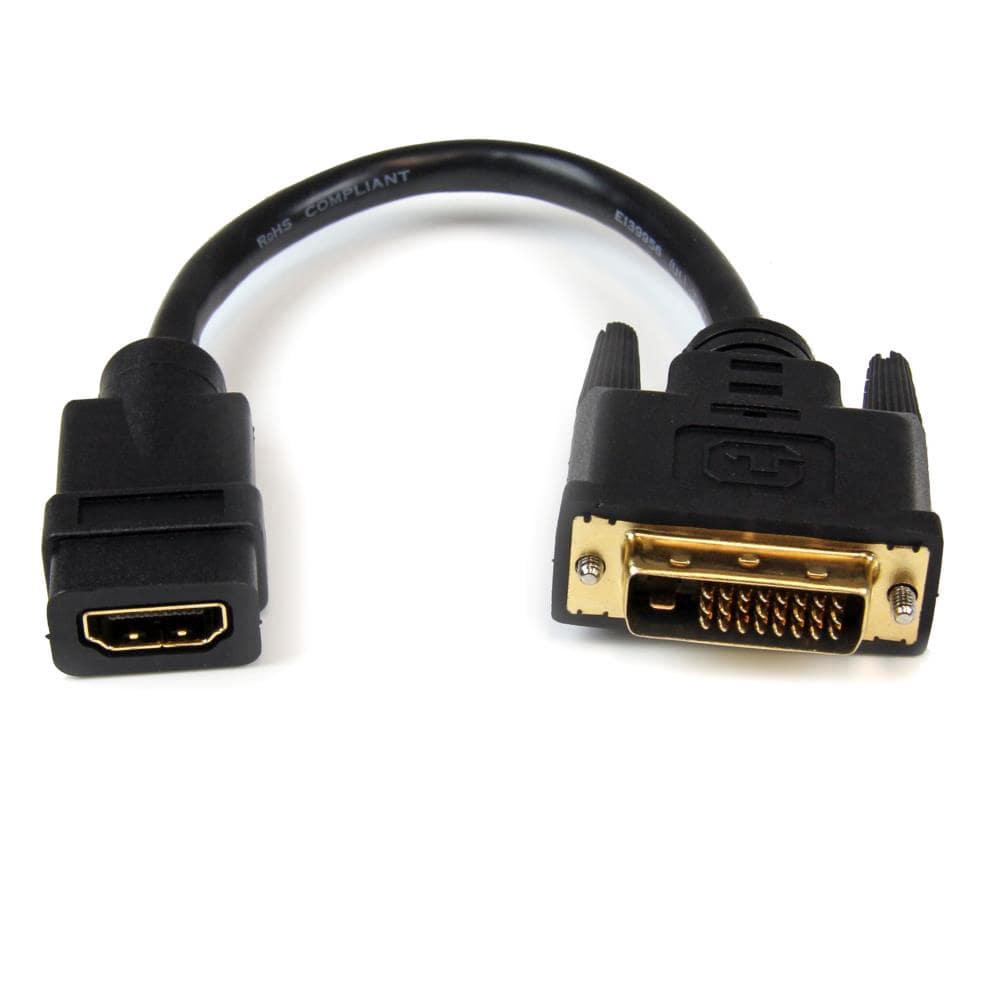 HDMI - DVI-D変換ケーブルアダプタ　20cm　HDMI メス - DVI オス　1920x1200　保証期間： 永久保証