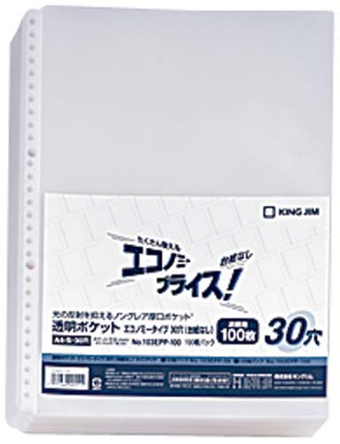 透明ポケットエコノミータイプ３０穴Ａ４縦１００枚入